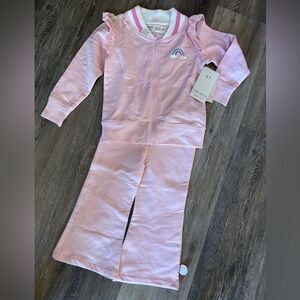 Paris Hilton Pink Ruffled Toddler Tracksuit with Rainbow Sz 3T